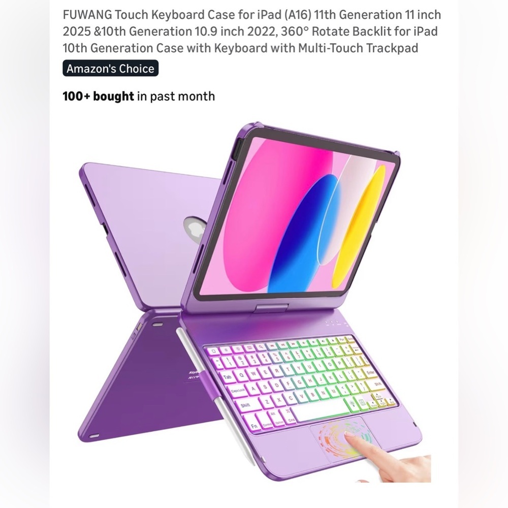 Purple Tablet Case with Keyboard and Trackpad